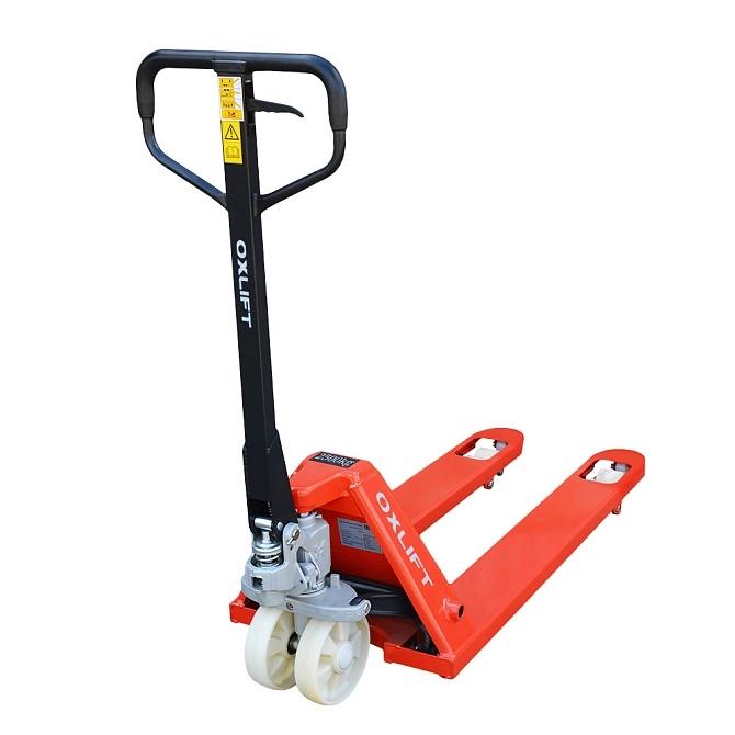 фото ручная гидравлическая тележка oxlift ox25p-nl premium 2500 кг, нейлон