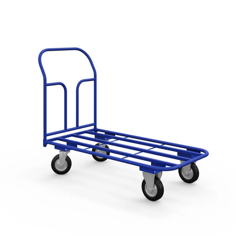 фото тележка платформенная каркасная тк 10 (800х1800) г/п 450 кг.160 черная резина