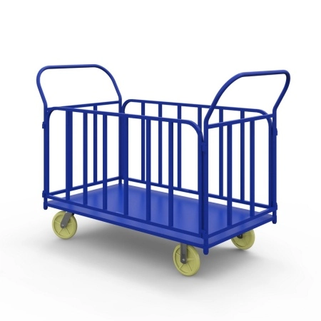фото тележка платформенная с трубчатыми бортами тб 5 (700х1200) г/п 400 кг.150 чугун/полиуретан