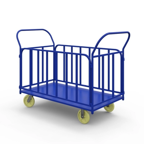 фото тележка платформенная с трубчатыми бортами тб 5 (700х1200) г/п 400 кг.150 чугун/полиуретан
