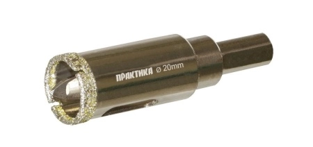 Коронка алмазная ПРАКТИКА Ф20х70мм цилиндрический Профи (917-576)