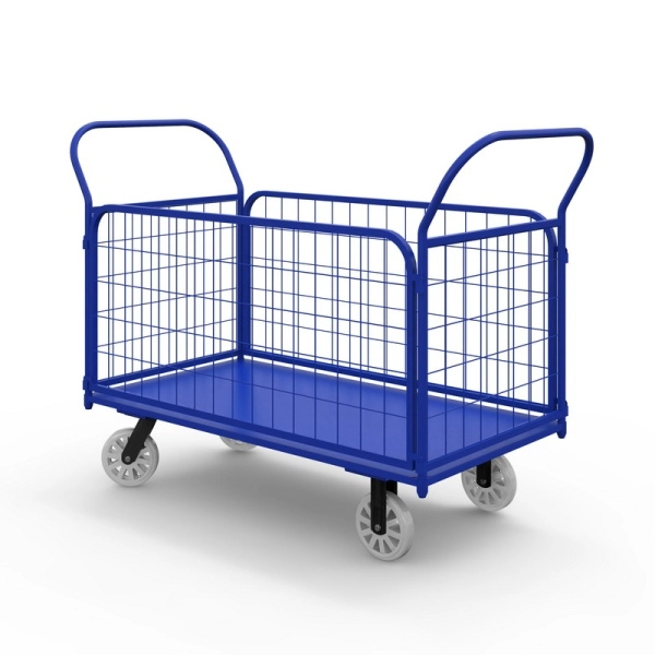 фото тележка платформенная с сетчатыми бортами тс 4 (600х1200) г/п 600 кг.200 литой нейлон
