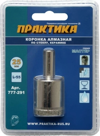 Коронка алмазная 25мм, 1шт., по стеклу и керамике