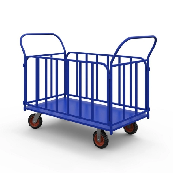 фото тележка платформенная с трубчатыми бортами тб 1 (500х800) г/п 700 кг.200 литая протекторная резина